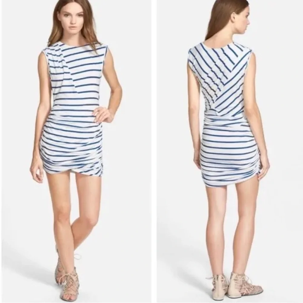 Pam & Gela Blue and White Sleeveless Bodycon Mini Dress - Picture 3 of 8